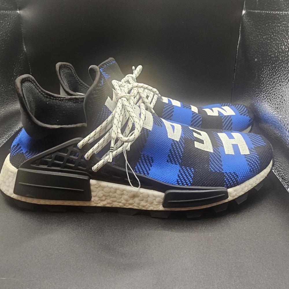 adidas NMD Hu Pharrell x BBC Blue Plaid SIZE 12